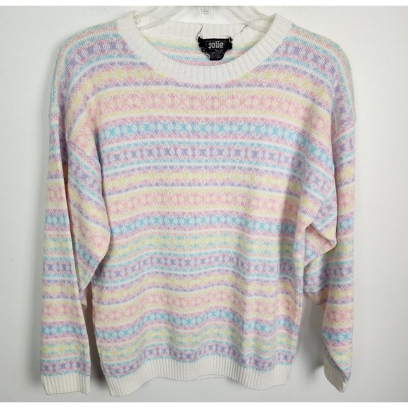 Vtg. Jolie New York Women's Sz. M Pastel Crew Neck Sweater - Picture 1 of 6